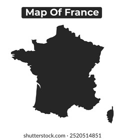 Simple France Black map flat vector illustration