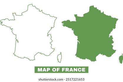 Conjunto de ilustrações vetoriais Simples France Outline Flat Map