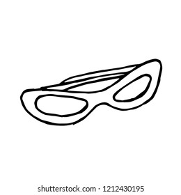 Simple free hand drawing of sunglasses in doodle style.