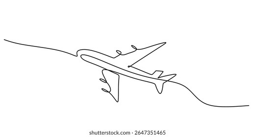 A simple freedom symbol, this one line drawing of a jet is great for a modern travel logo or an adventure blog graphic.