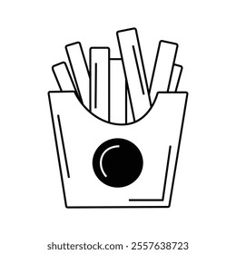 Simple french fries icon for highlighting snack and meal