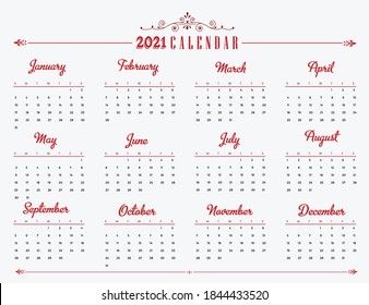 simple fresh calendar design 2021