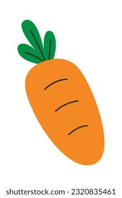 Simple fresh carrot. Flat cartoon style vector illustration isolated on white background.