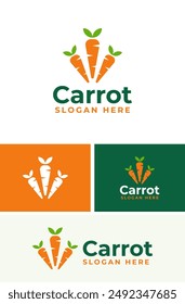 Simple Fresh Carrot Vegetable Vegan Logo Design Branding Template