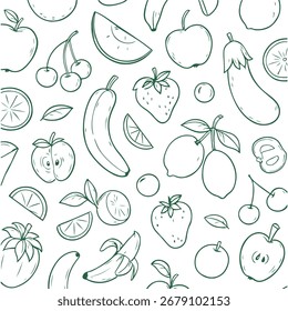 Einfaches, frisches Obstdoodle, Fruchtsymbol