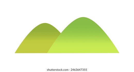 Simple fresh green mountains landscape illustration flat vector isolated on white background