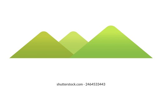 Ilustración de paisaje de montañas verdes simples Vector plano aislado sobre fondo blanco