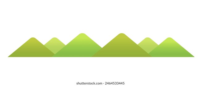 Simple fresh green mountains landscape illustration flat vector isolated on white background