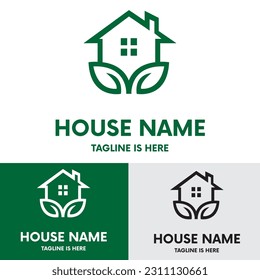 Hoja fresca simple y casa para el diseño del logo para el cultivo de plantas de cultivo de plantas para el medio ambiente	
