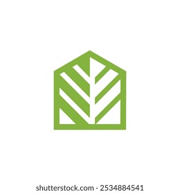 Simples folha fresca e logotipo da casa