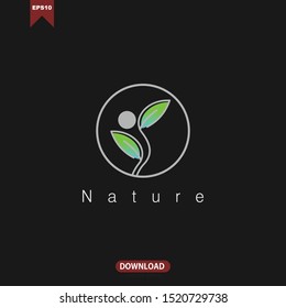 Simple fresh leaf logo concept vector design template