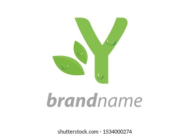 Simple and Fresh logo design Initial Y with a dew.