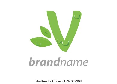 Simple and Fresh logo design Initial V with a dew.