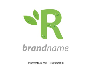 Simple and Fresh logo design Initial R with a dew.