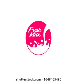 Plantilla de logotipo de leche fresca simple vectorial
