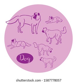 Simple fresh modern  vector sketches of dogs