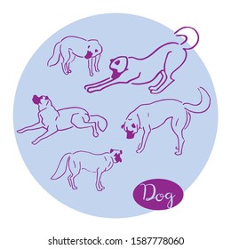Simple fresh modern  vector sketches of dogs