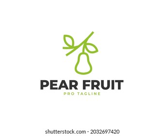 Simple fresh pear fruit logo illustration