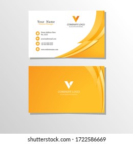 Simple fresh wave business card with yellow color design, professional name card template vector