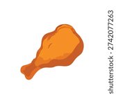 Simple fried chicken leg icon, hot chicken leg.vector on background.