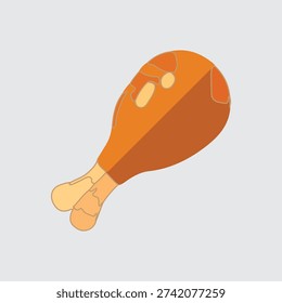 Simple fried chicken leg icon, hot chicken leg.vector on background.