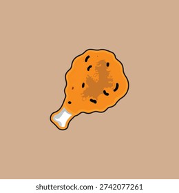 Simple fried chicken leg icon, hot chicken leg .