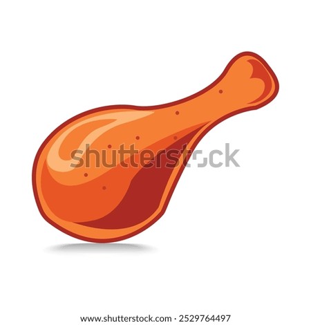 Simple fried chicken leg icon, hot chicken leg vector on white background.