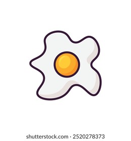 Einfache Fried Egg Illustration mit umrissenem Stil Design, Clean Egg Icon Template Vektor.