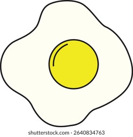 Simple Fried Egg Vector Illustration with Yellow Yolk and Organic Shape for Food Menu, Cooking, and Breakfast Design