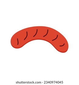 Simple fried sausage isolated on white background, street food concept, fast food, vector illustration of grilled sausage in flat style