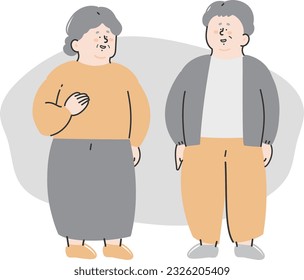 Simple friendly elderly couple illustration
