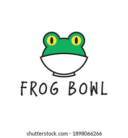 simple frog and bowl logo vector