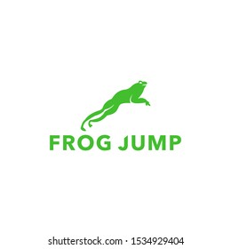 simple frog jump vector logo,amphibian design illustration