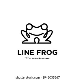 simple frog line vector logo illustration design