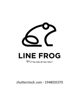 simple frog line vector logo illustration design