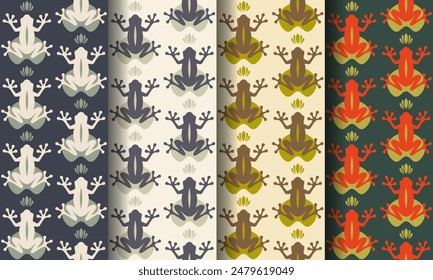 Simple Frog Seamless Pattern. Minimal Animal Background.