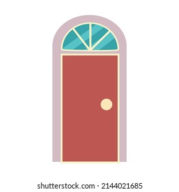 A simple front or interior door. Part of the interior of the house. Porch of the house. vector illustration isolated on white background. Cartoon style.