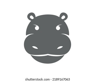 Simple Front View of Hippopotamus Head Illustration