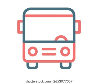 Ilustración de vista frontal simple de un autobús con parabrisas, adecuado para el transporte o diseños relacionados con el vehículo.