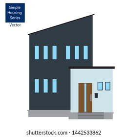 Simple frontal house illustration, detached house illustration, Japanese house
