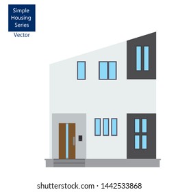 Simple frontal house illustration, detached house illustration, Japanese house