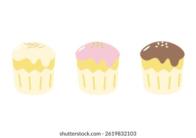Simples bolos foscos com Toppings Ilustração
