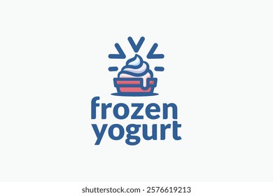 simple frozen yogurt logo with snowflake for restaurant, cafe, food truck, etc.