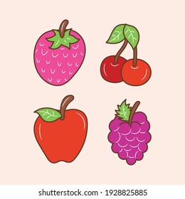 Simple Fruit colored line icon, doodle fresh fruits vector illustration 