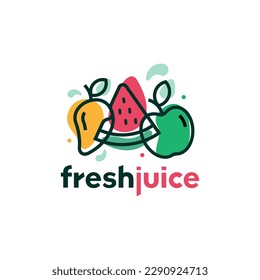 
simple fruit juice logo. suitable for fruit shop or fruit ice. the logo looks fresh fun and colorful