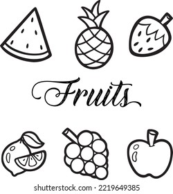 Simple fruit line icon, doodle fresh fruits vector illustration
