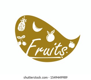simple fruit logo and icon in white color
