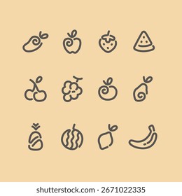 Arte de línea de logotipo de fruta simple 