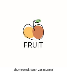 Logotipo minimalista de líneas de fruta simple.