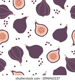 Simple fruit pattern. figs vector seamless pattern. White background. Tropical cute print for textiles and packaging. 